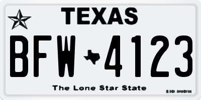 TX license plate BFW4123