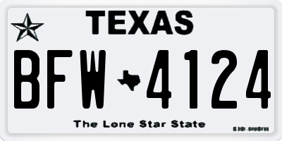 TX license plate BFW4124
