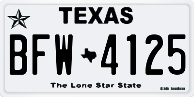 TX license plate BFW4125