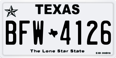 TX license plate BFW4126