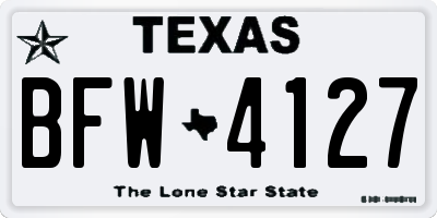 TX license plate BFW4127