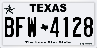 TX license plate BFW4128