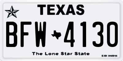 TX license plate BFW4130