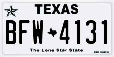 TX license plate BFW4131
