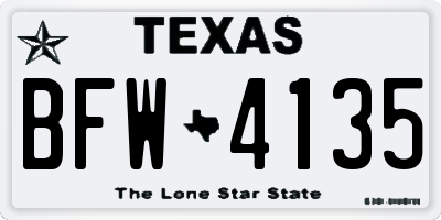 TX license plate BFW4135