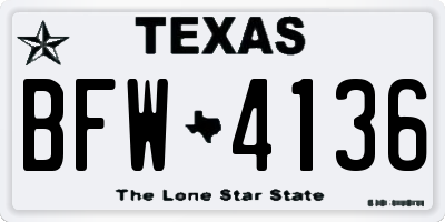 TX license plate BFW4136