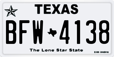 TX license plate BFW4138