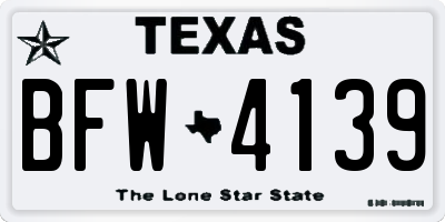 TX license plate BFW4139