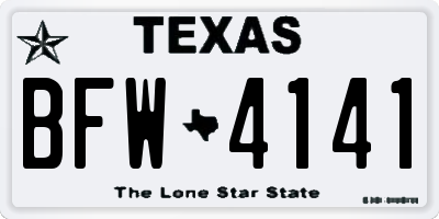 TX license plate BFW4141