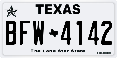 TX license plate BFW4142