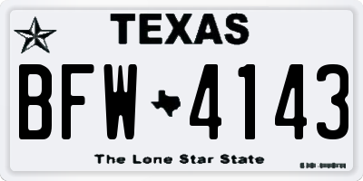 TX license plate BFW4143
