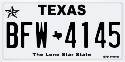 TX license plate BFW4145