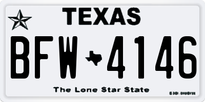 TX license plate BFW4146