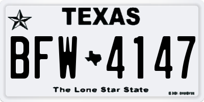 TX license plate BFW4147