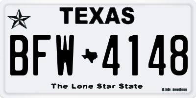 TX license plate BFW4148