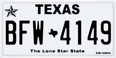 TX license plate BFW4149