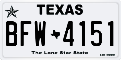 TX license plate BFW4151