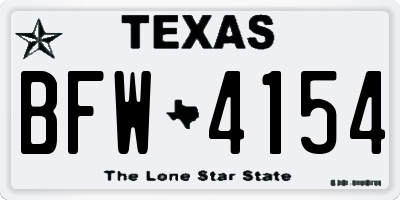 TX license plate BFW4154