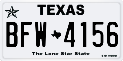 TX license plate BFW4156