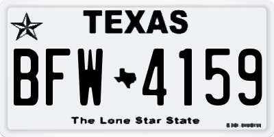 TX license plate BFW4159