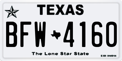 TX license plate BFW4160