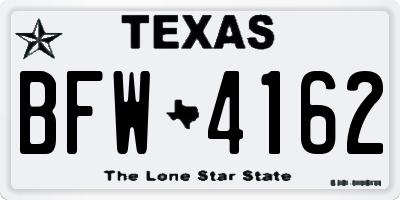 TX license plate BFW4162