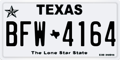 TX license plate BFW4164