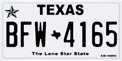 TX license plate BFW4165