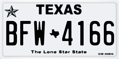 TX license plate BFW4166