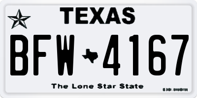 TX license plate BFW4167