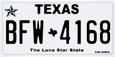 TX license plate BFW4168