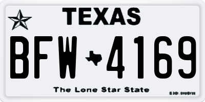 TX license plate BFW4169
