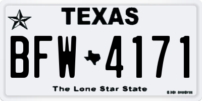 TX license plate BFW4171