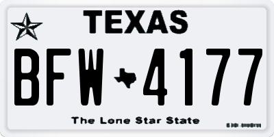 TX license plate BFW4177