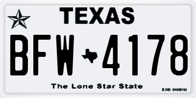 TX license plate BFW4178