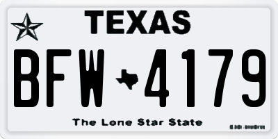 TX license plate BFW4179