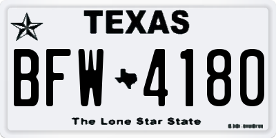 TX license plate BFW4180