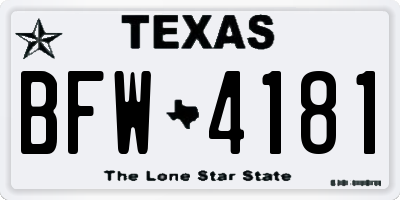 TX license plate BFW4181