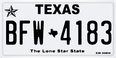 TX license plate BFW4183