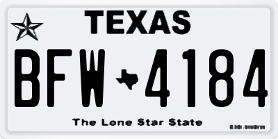 TX license plate BFW4184