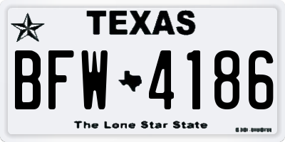 TX license plate BFW4186