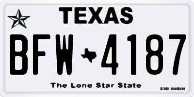 TX license plate BFW4187