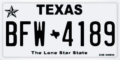 TX license plate BFW4189