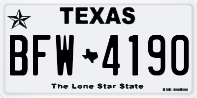 TX license plate BFW4190