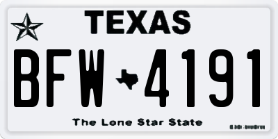 TX license plate BFW4191