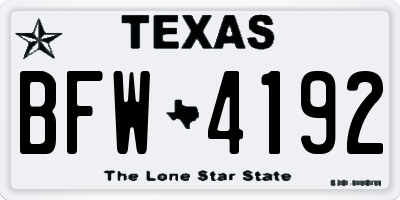 TX license plate BFW4192