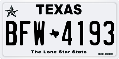 TX license plate BFW4193