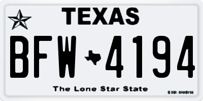 TX license plate BFW4194
