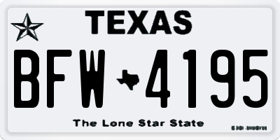 TX license plate BFW4195