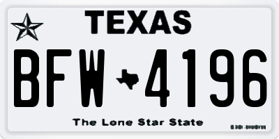 TX license plate BFW4196
